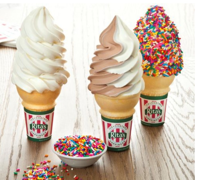 Rita’s frozen custard cones with sprinkles